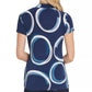 Blusa feminina DKNY com franzido lateral, azul, tamanho médio