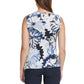 Blusa feminina DKNY com estampa floral e nó lateral, azul, tamanho pequeno