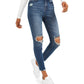 Calça jeans skinny desgastada de cintura alta da Vanilla Star Juniors, tamanho 13, azul
