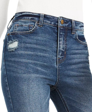 Calça jeans skinny desgastada de cintura alta da Vanilla Star Juniors, tamanho 13, azul