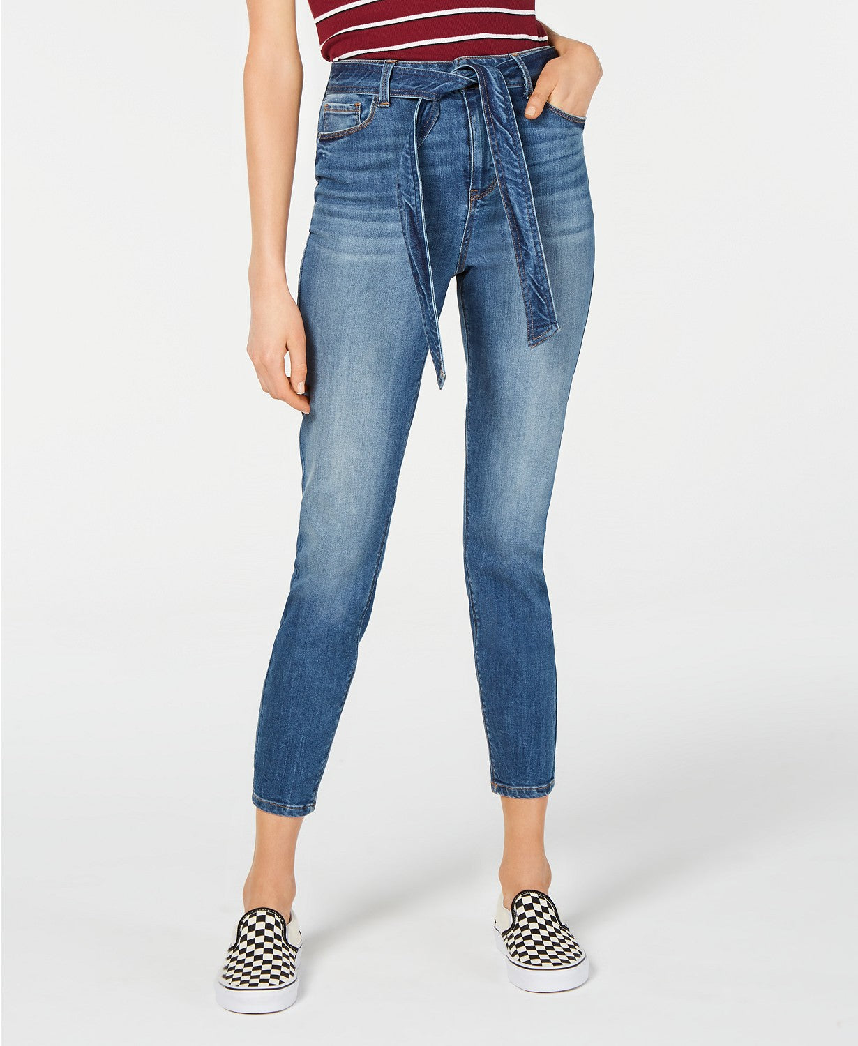 Calça jeans feminina com cinto Vanilla Star, azul, tamanho 9