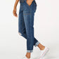 Calça jeans feminina Vanilla Star com punho rasgado, azul, tamanho 1