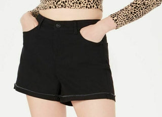 Shorts jeans com cintura média e punho Vanilla Star Juniors, preto, tamanho 7