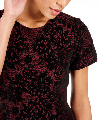 Vestido feminino Vince Camuto Burnout Lace Fit &amp; Flare, cor carvão, tamanho 16