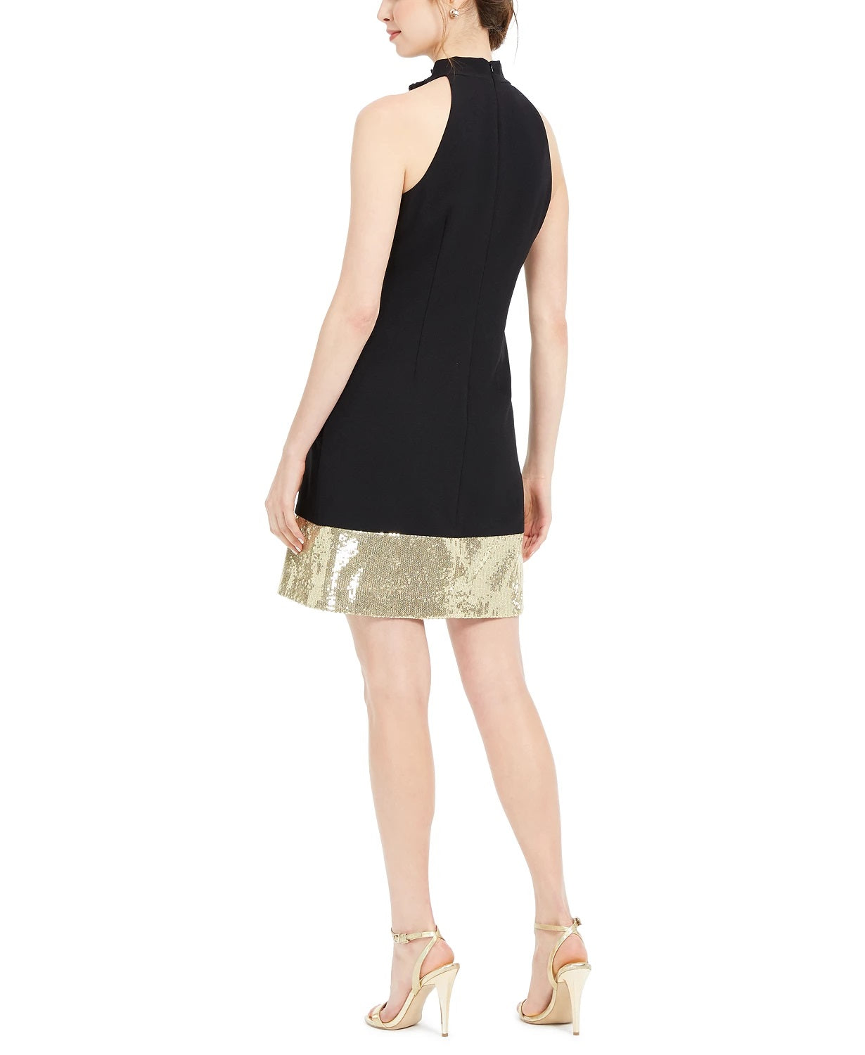 Vestido feminino Vince Camuto com decote em V e bainha brilhante, tamanho 16