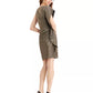 Vestido feminino metálico assimétrico justo Vince Camuto, tamanho 14, dourado