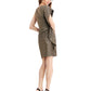 Vestido feminino metálico assimétrico justo Vince Camuto, tamanho 6, dourado