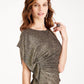 Vestido feminino metálico assimétrico justo Vince Camuto, tamanho 6, dourado