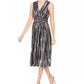 Vestido feminino Vince Camuto sem mangas com pregas metálicas, azul, tamanho 14
