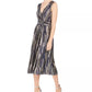 Vestido feminino Vince Camuto sem mangas com pregas metálicas, azul, tamanho 14