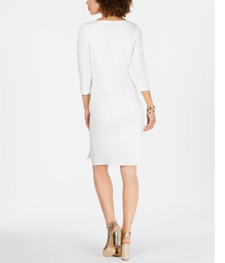 Vestido justo com cintura peplum feminino Vince Camuto, branco, tamanho 10