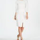 Vestido tubinho com babados angulares Vince Camuto feminino, branco, tamanho 2