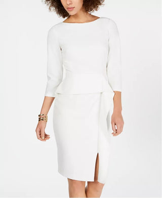 Vestido tubinho com babados angulares Vince Camuto feminino, branco, tamanho 2