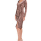 Vestido elástico com estampa animal metálica Vince Camuto feminino, marrom metálico, tamanho 16