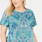 Camiseta feminina plus size com estampa paisley Tommy Hilfiger, verde, tamanho 2X