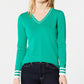 Tommy Hilfiger Suéter Feminino Manga Longa Gola V Verde Tamanho 0X