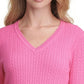Suéter feminino Tommy Hilfiger Plus Cotton com decote em V, rosa, tamanho 3X