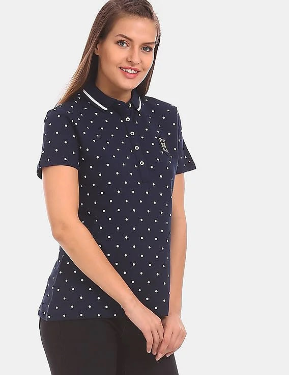 Polo Tommy Hilfiger Plus com estampa de bolinhas, tamanho 3X, feminino, preto