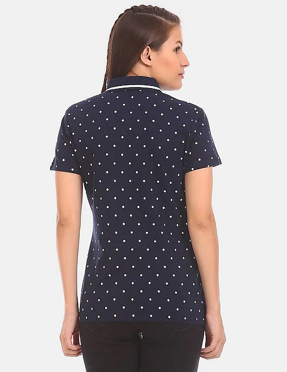 Polo Tommy Hilfiger Plus com estampa de bolinhas, tamanho 3X, feminino, preto