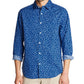 Camisa de popeline elástica com estampa floral e ajuste clássico azul Nautica masculina, tamanho 2 extra grande