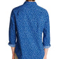 Camisa de popeline elástica com estampa floral e ajuste clássico azul Nautica masculina, tamanho extra grande