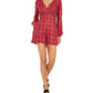 Vestido macacão feminino GUESS xadrez Dacey com decote sobrepeliz vermelho tamanho 10
