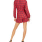 Vestido macacão feminino GUESS xadrez Dacey com decote sobrepeliz vermelho tamanho 10