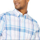 Camisa xadrez azul vela masculina Nautica, branca, tamanho pequeno