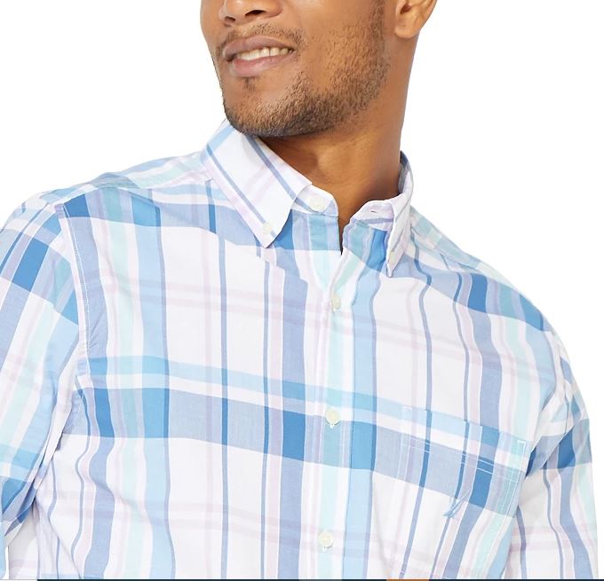 Camisa xadrez azul vela masculina Nautica, branca, tamanho pequeno