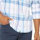 Camisa xadrez azul vela masculina Nautica, branca, tamanho pequeno