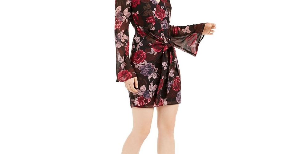 Vestido estampado floral Maiya da Guss para mulheres, preto, tamanho grande