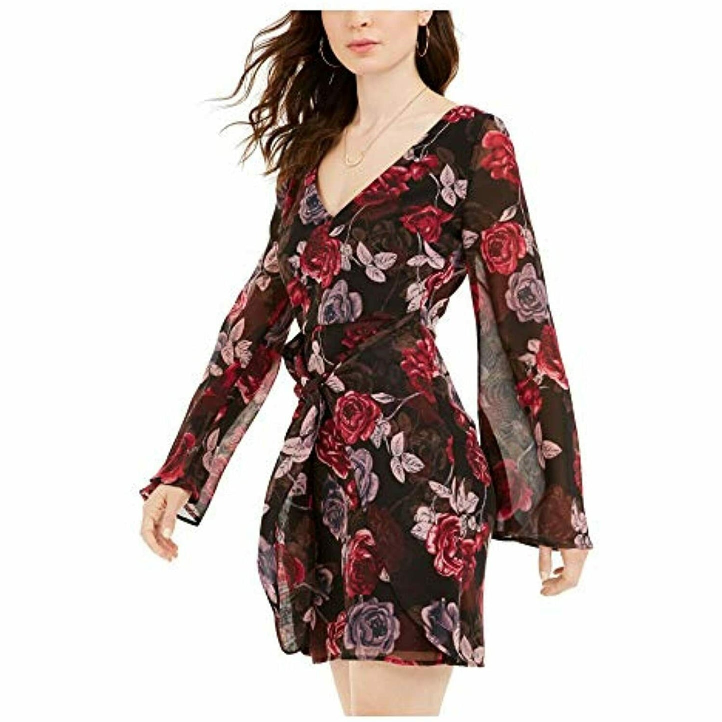 Vestido estampado floral Maiya da Guess para mulheres, preto, tamanho médio