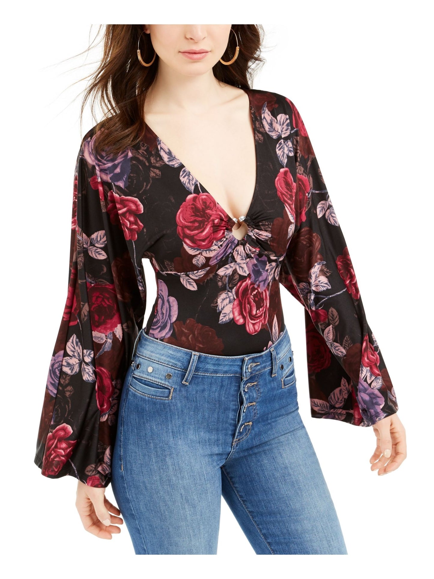 Body Guess Feminino com Estampa Floral Preto Tamanho X-G