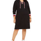 Vestido pulôver plus size com cadarço Tommy Hilfiger feminino, preto, tamanho 1X