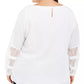 Blusa feminina plus size Calvin Klein com manga de renda, branca, tamanho 1X