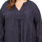 Tommy Hilfiger Plus Size Flash Stripe Top Feminino Azul Tamanho 2X