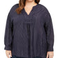 Tommy Hilfiger Plus Size Flash Stripe Top Feminino Azul Tamanho 2X