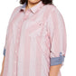Camisa listrada de algodão plus size feminina Tommy Hilfiger vermelha tamanho 1X