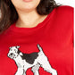 Tommy Hilfiger Suéter Feminino Plus Knit com Estampa de Cachorro, Médio, Vermelho, Tamanho 1X