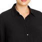 Blusa feminina Michael Kors Plus Swiss Dot com botões, preta, tamanho 2, extra grande