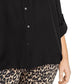 Blusa feminina Michael Kors Plus Swiss Dot com botões, preta, tamanho 2, extra grande