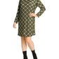Vestido feminino xadrez plus size Michael Kors manga comprida verde tamanho 2X