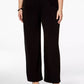 Calça feminina plus size NY Collection, perna larga, preta, tamanho 2X