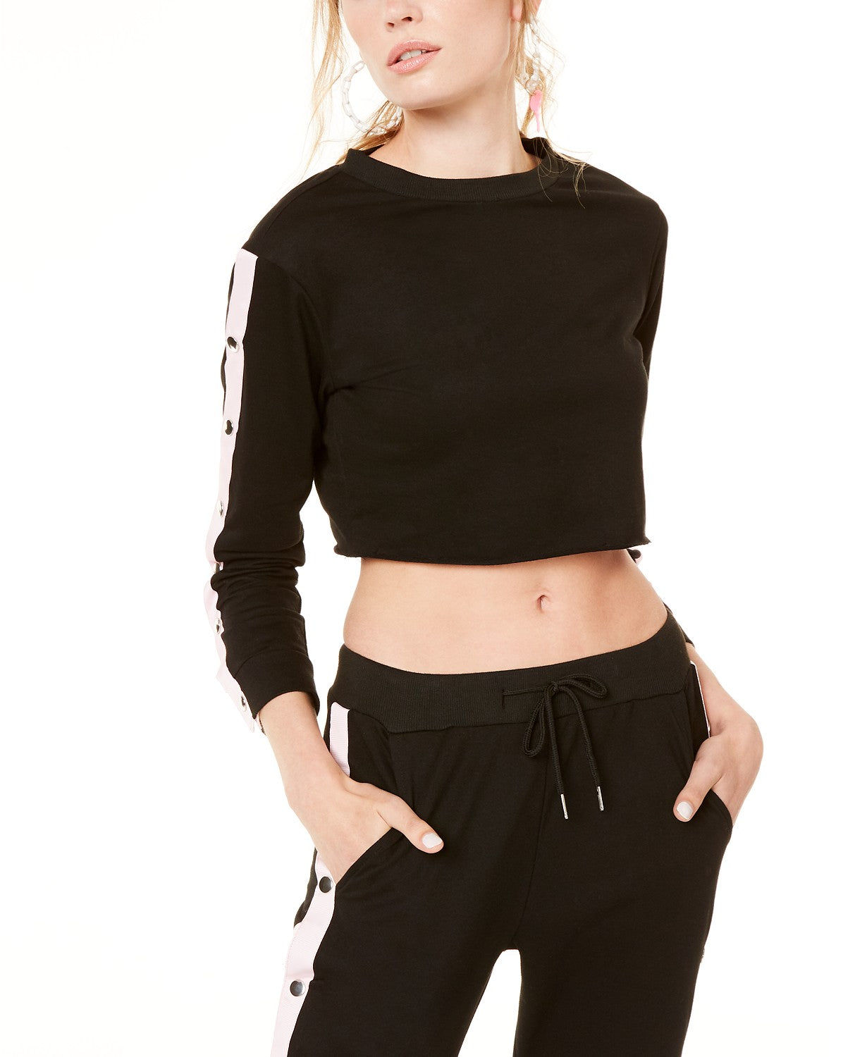 Calça Jogger Feminina Cintura Alta Rosa Tamanho Médio