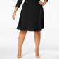 Vestido plus size franzido evasê da coleção feminina NY, preto, tamanho extra grande