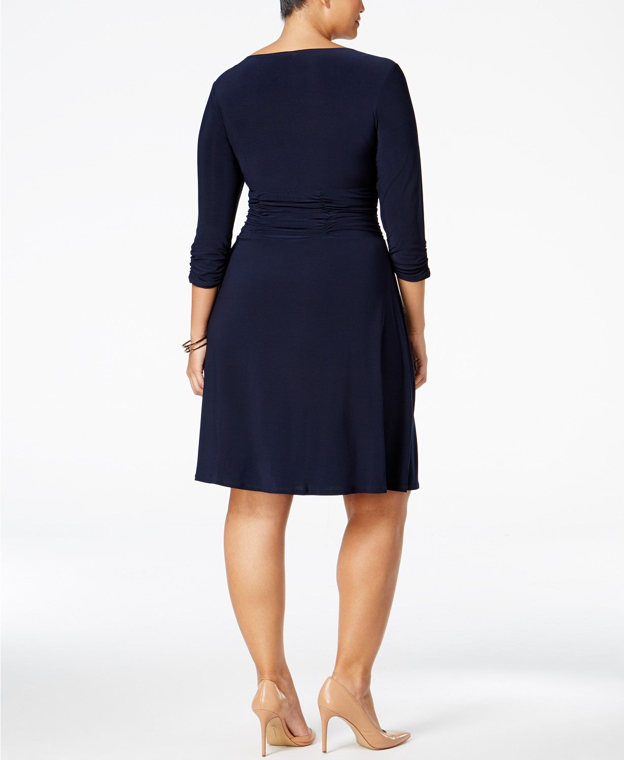 Vestido feminino plus size com babados e corte A, azul, tamanho XXX-G, da NY Collection