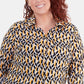 Camisa utilitária estampada plus size feminina NY Collection, amarelo escuro, tamanho 1X
