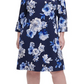 Vestido feminino plus size Tommy Hilfiger com estampa floral e mangas ilhós, azul, tamanho 14W