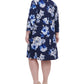 Vestido feminino plus size Tommy Hilfiger com estampa floral e mangas ilhós, azul, tamanho 22W