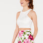 Vestido de renda com estampa floral, 2 peças, B Darlin Juniors, rosa, tamanho 0